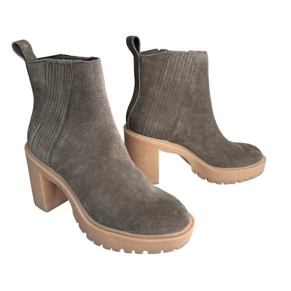 Dolce Vita Catana Olive Suede Ankle Boots Size 6.5 - Picture 2 of 11